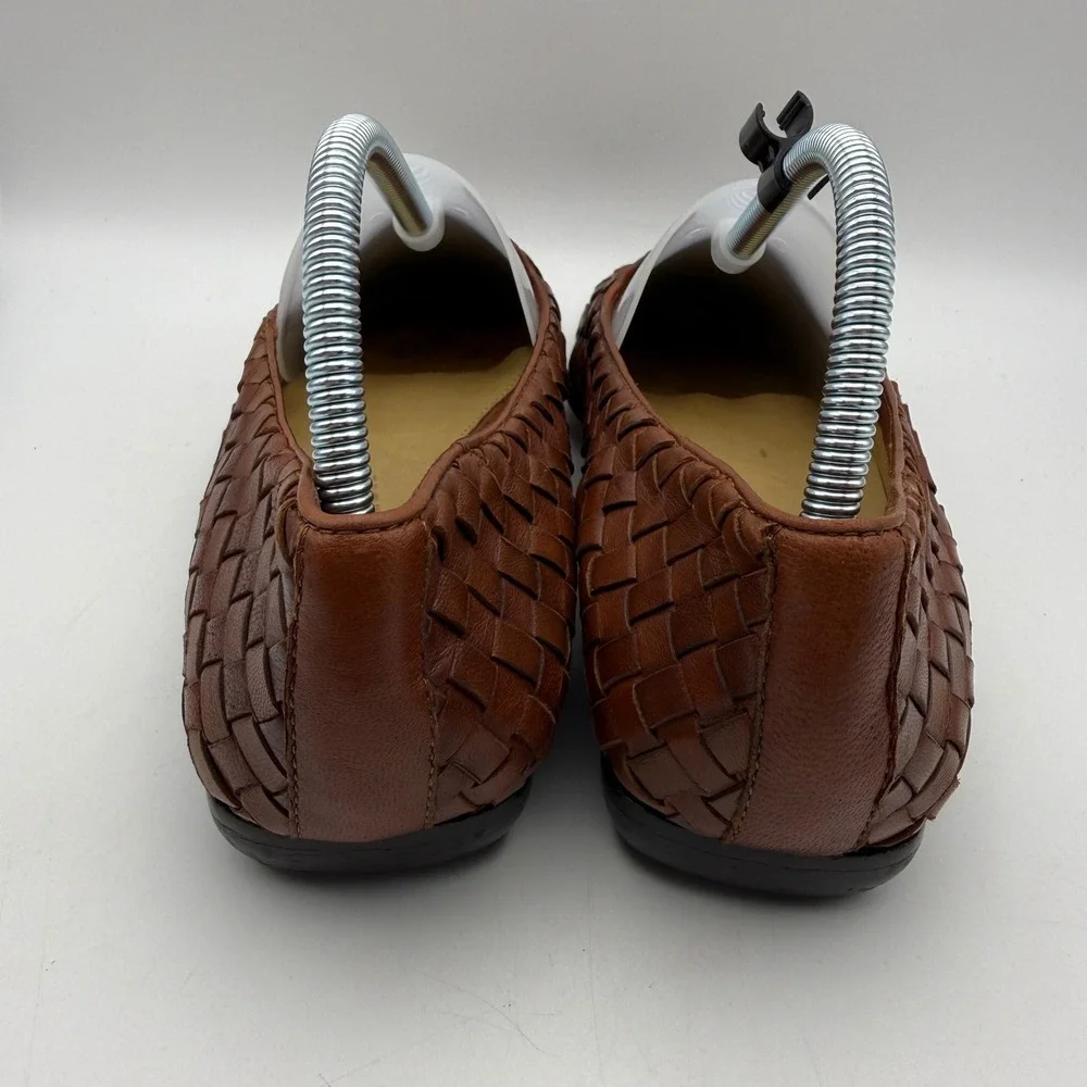 Robert Zur Woven Leather Loafers Mens Size 9 Brown Intrecciato Slip On Shoes